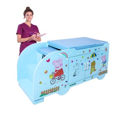 China Commercial Furniture X20 Healthward Cartoon Pediatric Examination Bed Medical Wooden Children Examination Table Handsome With Cabinet for sale