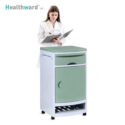 China SKS003 Healthward Modern ABS Plastic Hospital Nightstand Bed Mobile Medical Bedside With Wheels for sale