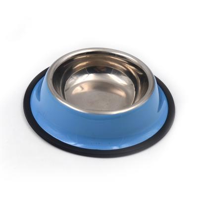 China Sustainable Blue Large Size Cat Bowl Dog Bowl Stainless Steel Pet Bowl for sale