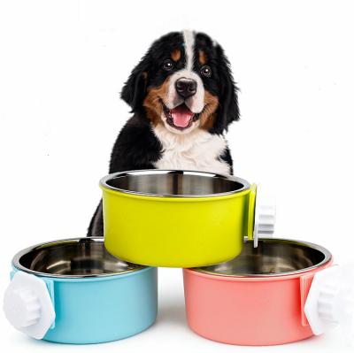 China Sustainable Stainless Steel Bowl Dog Bowl Pendant Pink Blue Green Pet Cat Bowl for sale