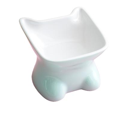 China Sustainable Dog Bowl Ceramic Cat Bowl Highfoot Pale - Pink Orange Green Pet Bowl for sale