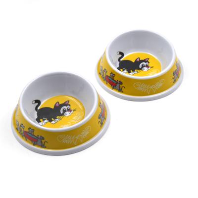 China Sustainable Yellow Dog And Kitten Design Cat Bowl Dog Bowl Cute Pet Bowl for sale