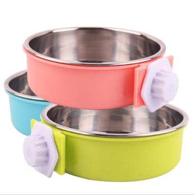 China Sustainable Stainless Steel Bowl Dog Bowl Pendant Pink Blue Green Pet Cat Bowl for sale