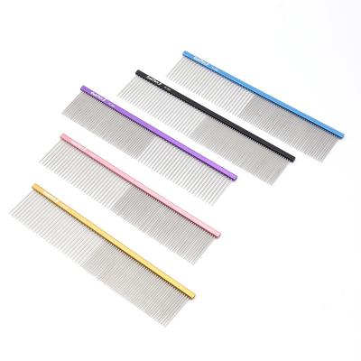 China Customized Viable Logo Stainless Steel Pet Hair Grooming Pet Comb For Small Animals for sale