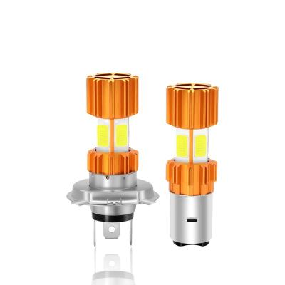 China Aluminum Alloy H4 LED Motorcycle Headlight Bulbs 1200LM 6000K BA20D 18W COB Led Moto Motorcycle Headlamp Lighting Electric Car Lights for sale