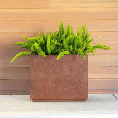 China Modern Corten Steel Flower Pot Rectangular Corten Steel Planter Flower Bed for sale