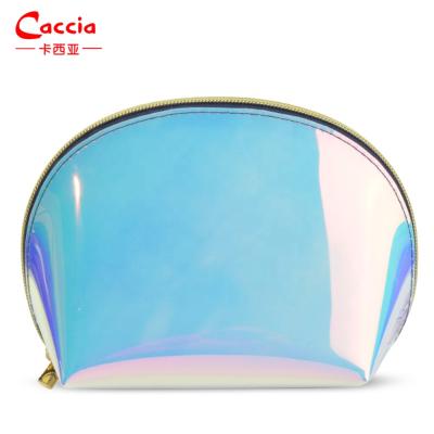 China Fashion Fashion Hologram TPU Half Around Bag Cosmetic Hologram Makeup Pouch for sale