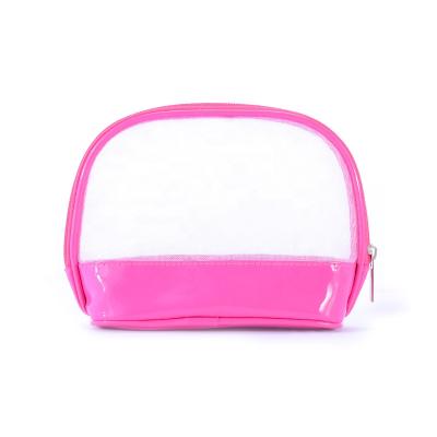 China Lady Women PU Cosmetic Bags Plastic Transparent Makeup Bag Portable Travel Wash Clean Bag for sale