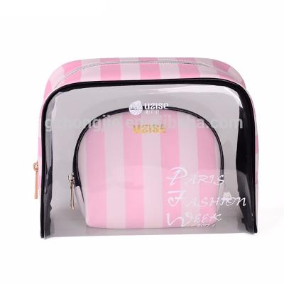 China Fashion New Fashion Makeup Bag Set Transparent Cosmetic Clutch Bag Waterproof Cute Pink Organizer Clean Wash Bag for sale