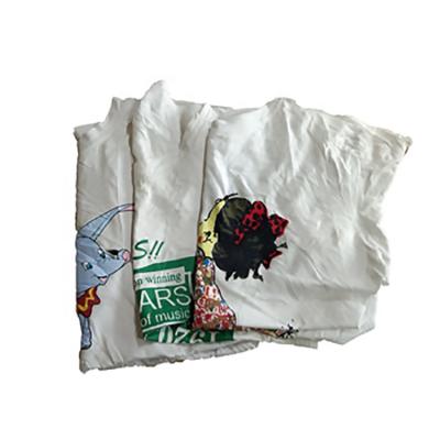 China Industrial Cleaning Used T-shirt Strong Oil Water Absorbency Factory Direct Sales Cotton Wiping Rags Printing White Logo Cotton Wiping Rags for sale