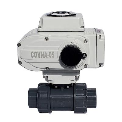 China COVNA 12vdc 8 Inch 2 Way UPVC General Plastic Electric Actuator Industrial Motorized Ball Valve for sale