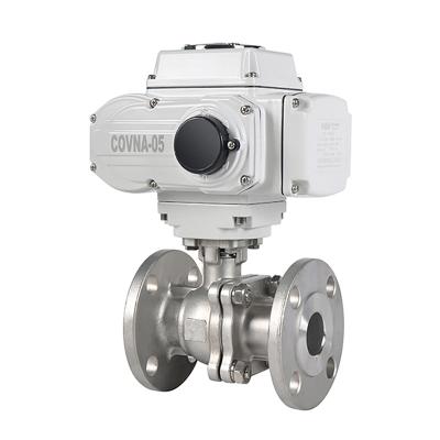 China General 2 Way Flange End 12V Stainless Steel V-Notch Motorized Ball Valve DN32 for sale