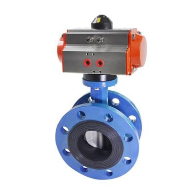 China Durable COVNA Cast Iron Double Flanged Rubber Lined Butterfly Valve With Pneumatic Actuator for sale