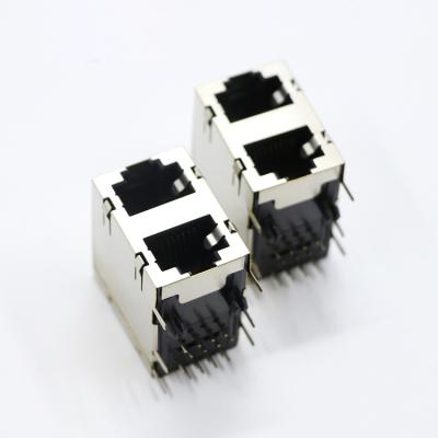 China PCB HR915350C Tab Up RJ45 Female Jack RJ45 10 Pin Shielded Connector With LED for sale