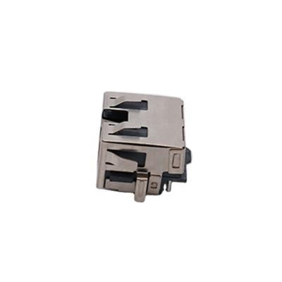 China THT Solder 1*1 Port 90 Degree Nickel Plating Shielding Shell PCB Jack smt rj45 Male To Female Connector for sale