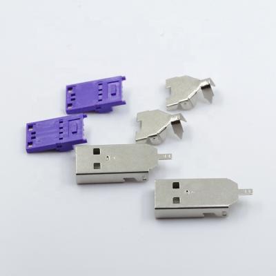 China High Current Power Various Colors Gold Plated USB A Male Type Three Piece PBT Connector 28mm for sale