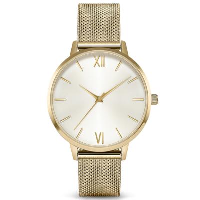 China Hot Selling Water Resistant Case Waterproof Thin Elegant Mesh Gold Minimal Quartz Watch For Women And Girls for sale