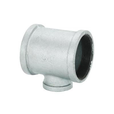 China Pipe Lines Connect Professionally Manufactured Galvanized Malleable Iron Tee Flange 3 Way Reducing Pipe Fitting for sale