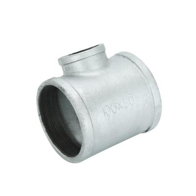 China Pipe Lines Connect Wholesale Galvanized Malleable Iron Reducing Female Adapter Reducer Tee 90 Degree Barstock Barbed Reducing Tee for sale