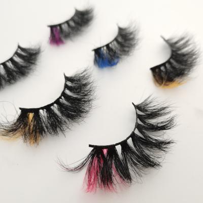 China 25-30 Real Mink Eyelashes 3d Mink Eyelashes 25mm Wholesale Mink Eyelashes 25mm Colored Color Strip Eyelashes Lash for sale