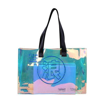 China Lightweight Eco-friendly Waterproof PVC Holographic Transparent Bag, PVC Tote Bag, Holographic Bag for sale