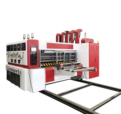 China Corrugated cardboard making YJA leading edge feeder automatic three color flexo printer die cutter pizza box making machine for sale