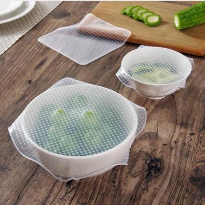 China Reusable Fresh Keep Square Silicone Cling Film Stretch Clear Film Silicone Food Wrap Fresh Keeping Cover for sale