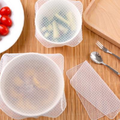 China Reusable Freshness Preservation High Quantity Square Silicone Cling Film Stretch Film Silicone Food Wrap Fresh Preservation Clear Cover for sale