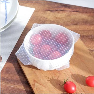 China Reusable Fresh Preservation Food Wrap Cover Square Silicone Cling Film Stretch Film Fresh Preservation Clear Silicone for sale