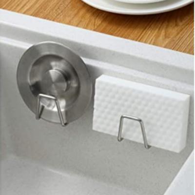 China Modern Adhesive SUS304 Stainless Steel Sponge Rack Sink Caddy For Kitchen Accessories Rust Proof Waterproof Kitchen Hook for sale