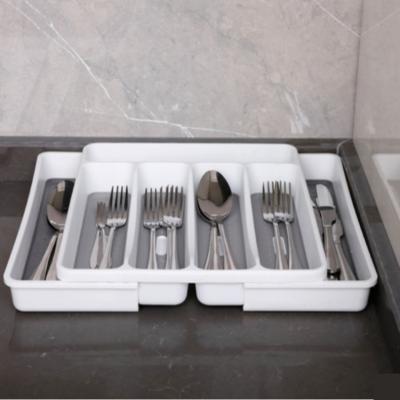 China Modern Expandable Flatware Drawer Tray Flatware Organizer for Silverware Serving Utensils Universal Storage for Kitchen for sale