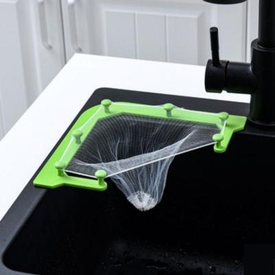 China Sustainable Triangle Kitchen Sinks Food Catcher With 50 PCS Filters Drain Basket Sink Strainer Basket for sale