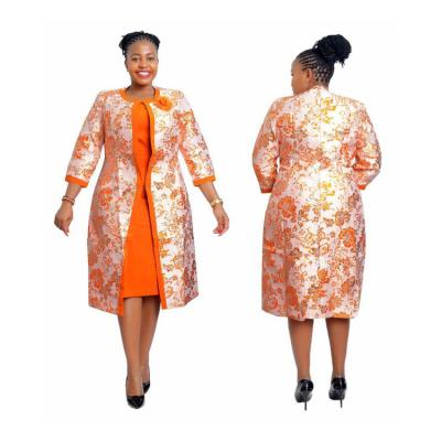 China Breathable Turkey Dresses Women Clothing Fashion Royalty All Occasion African Dress Suit Women Plus Sizes Formal Dress With Long Jacket for sale