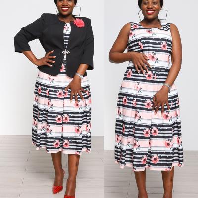 China Breathable Women's Popular Costume For African Women Africa Clothing Max Plus Size Womens Dresses Turkey Printing Church Dress 2 PC Suits for sale