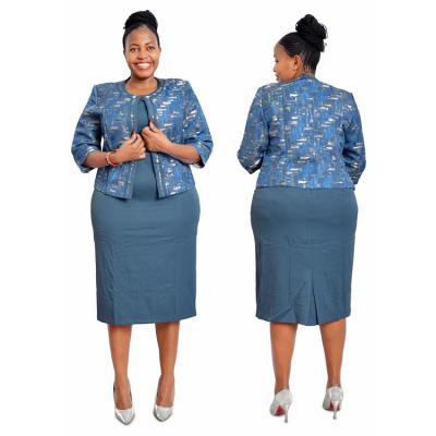 China Plus Size Quality Turkey Women Office Outfits African Church Dresses Two Piece Set Elegant Women Dress Suit for sale