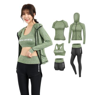 China Breathable Gym Running Five-Piece Casual Suit For Beginners Fashion Yoga Sweat Suit for sale