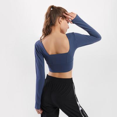 China OEM Breathable Gym Wear Fitness Suit Cropped Long Sleeve Top Women Workout Tops Shirts For Women Sports Tops Gym Women for sale