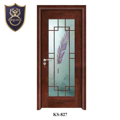 China Modern Hot Selling Apartment Plywood Waterproof Door With Interior MDF Room High Quality Glass Door for sale