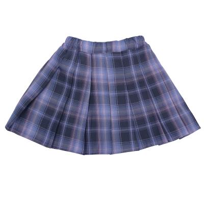 China School Fashion Summer High Waist Pleated Skirt School Uniform Design With Spats Purple Plaid for sale