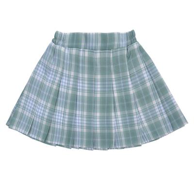 China School Plaid Green Fashion Summer High Waist Pleated Skirt School Uniform Design With Spats for sale