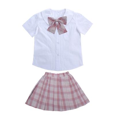 China School Fashion Summer Pink High Waist Pleated Skirt School Uniform Design for sale