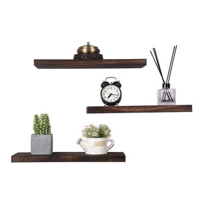 China Wholesale Storage Farmhouse Brown Wood Wall Rack Furniture Wall Shelf Home Decor Wood Shelf Floating Shelf Frame Floating for sale