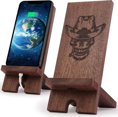 China Hot Selling Minimalist Custom Retro Wooden Phone Stand Desktop Phone Stand for sale