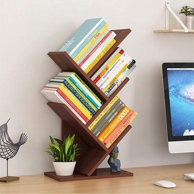 China Multifunctional Living Room Tree Shelf Space Saving Office Bedroom Wooden Small Desk Shelf for sale