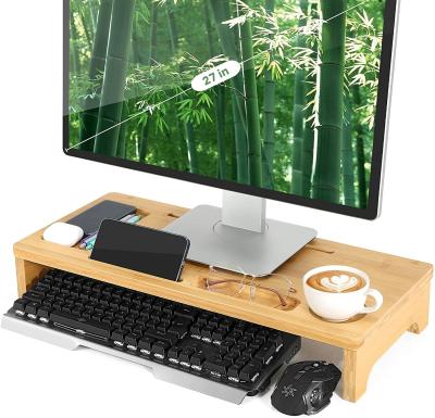 China Hot Selling Minimalist Wooden Laptop Stand Holder Custom Natural Bamboo Wood Monitor Stand for sale