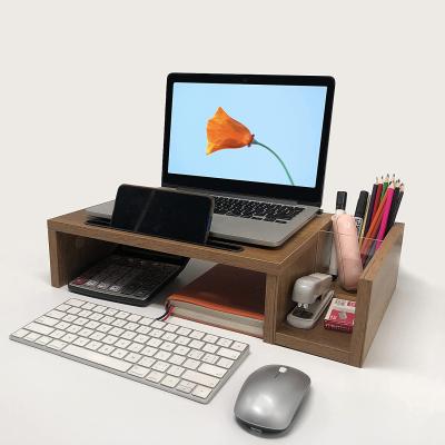 China Hot Selling Custom Minimalist Wooden Laptop Monitor Stand Desktop Printer Wooden Stand for sale