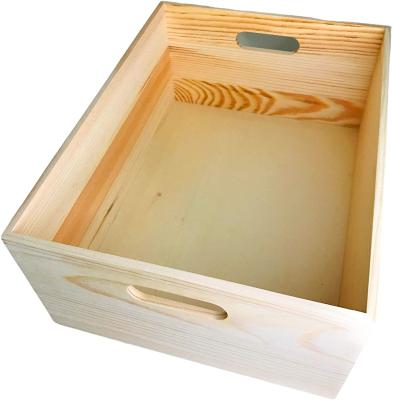 China China Hot Selling DIY Storage Unfinished Wooden Box With Hollow Handle Decorative Wooden Box for sale