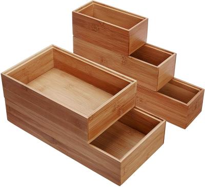 China Hot Selling China Retro DIY Various Size Pieces Of Drawer Storage Box Wooden Tea Bamboo And Wood Box for sale