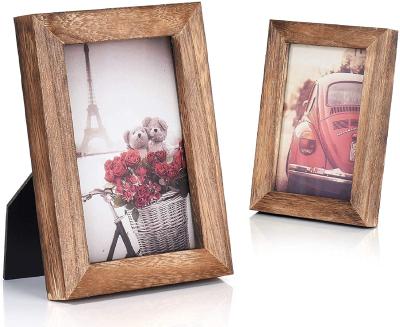 China Premium DIY Glass Warm Retro Wood Plywood Rustic Brown Photo Frame for sale