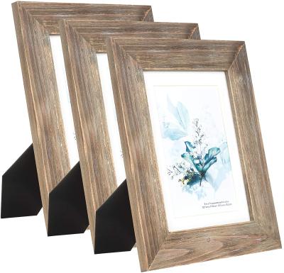 China Retro Solid Wood Brown Interior High Definition Glass , Rustic Wood Picture Frame for sale